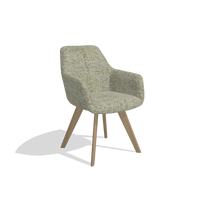 Dining Chair with Armrests Basil 6624 in Be Fine 429 fabric (sage), natural legs, angled view