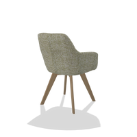 Dining Chair with Armrests Basil 6624 in Be Fine 429 fabric (sage), natural legs, back angled view