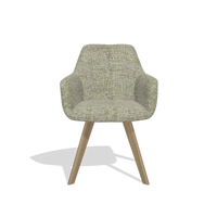 Dining Chair with Armrests Basil 6624 in Be Fine 429 fabric (sage), natural legs, front view