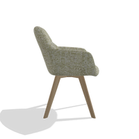 Dining Chair with Armrests Basil 6624 in Be Fine 429 fabric (sage), natural legs, side view