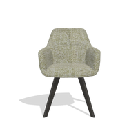 Dining Chair with Armrests Basil 6624 in Be Fine 429 fabric (sage), tobacco legs, front view