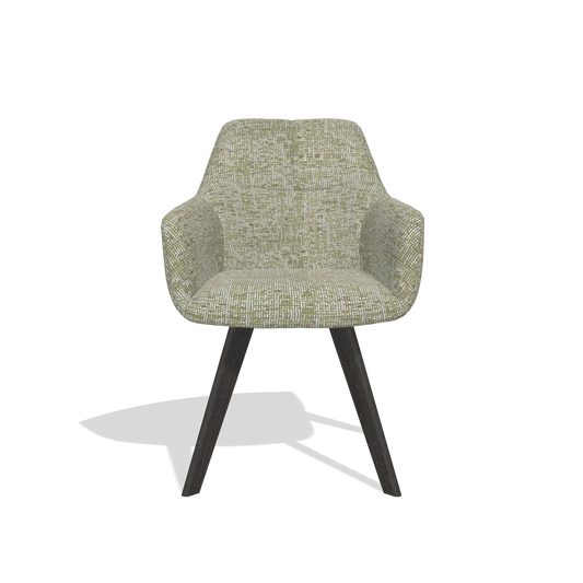 Dining Chair with Armrests Basil 6624 in Be Fine 429 fabric (sage), tobacco legs, front view