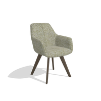 Dining Chair with Armrests Basil 6624 in Be Fine 429 fabric (sage), walnut legs, angled view