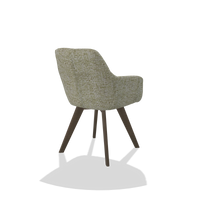 Dining Chair with Armrests Basil 6624 in Be Fine 429 fabric (sage), walnut legs, back angled view