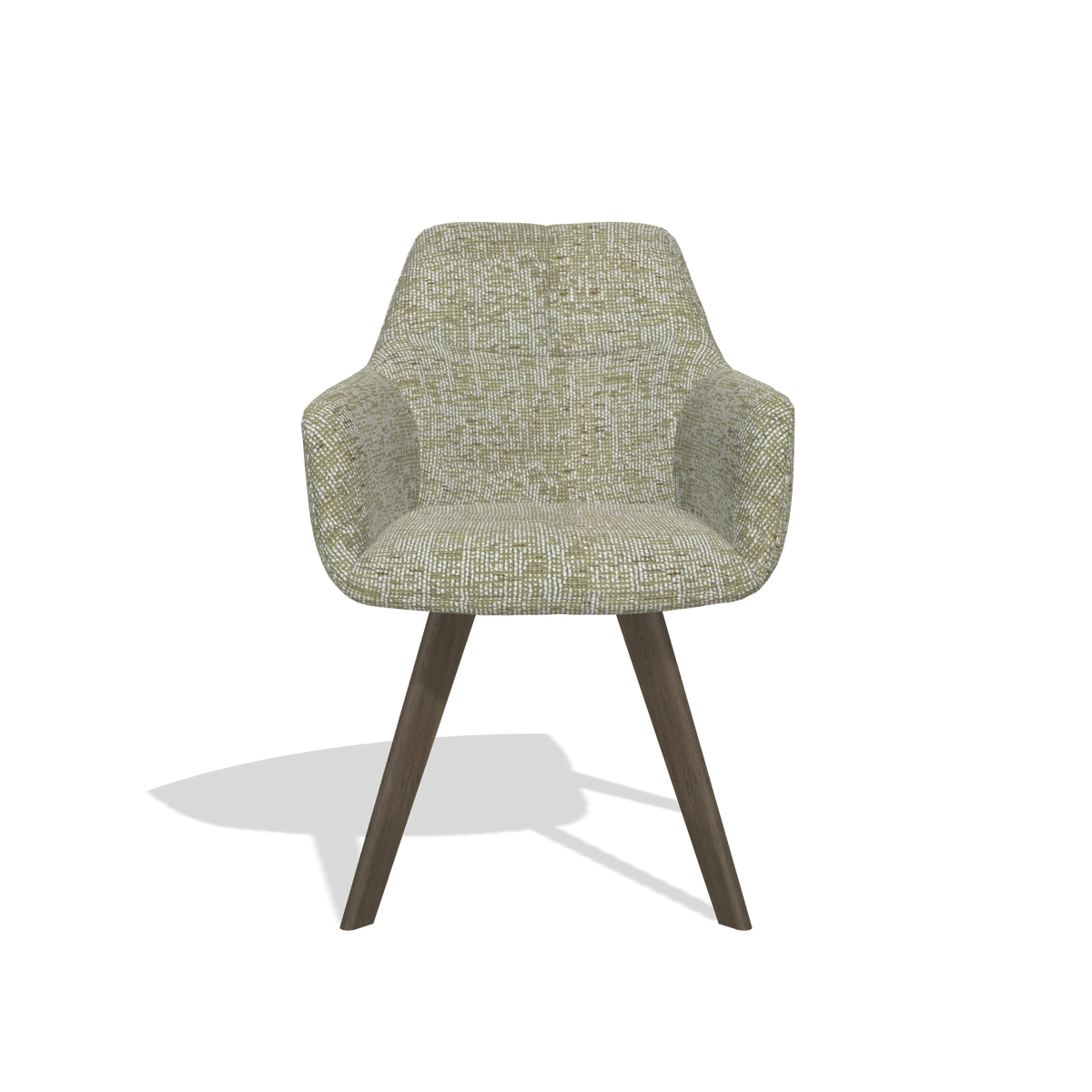 Dining Chair with Armrests Basil 6624 in Be Fine 429 fabric (sage), walnut legs, front view