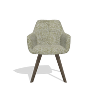 Dining Chair with Armrests Basil 6624 in Be Fine 429 fabric (sage), walnut legs, front view