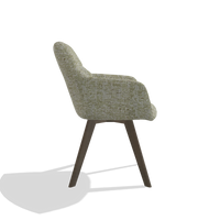 Dining Chair with Armrests Basil 6624 in Be Fine 429 fabric (sage), walnut legs, side view