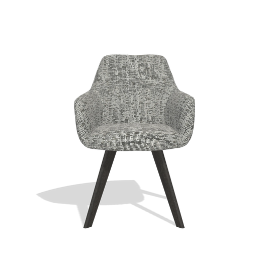 Dining Chair with Armrests Basil 6624 in Be Fine 45 fabric (taupe), tobacco legs, front view