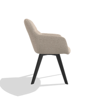 Esszimmerstuhl mit Armlehnen Basil 6624 in Stoff Cayenne 102 (Sand), Beine in Schwarz, Seitenansicht
