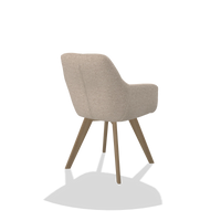 Esszimmerstuhl mit Armlehnen Basil 6624 in Stoff Cayenne 102 (Sand), Beine in Natur, Schrägansicht von hinten
