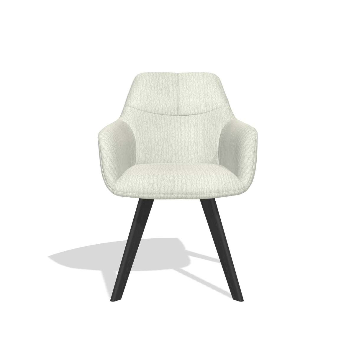 Dining Chair with Armrests Basil 6624 in Energy 101 fabric (light grey), black legs, front view