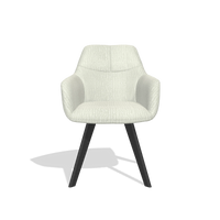 Dining Chair with Armrests Basil 6624 in Energy 101 fabric (light grey), black legs, front view