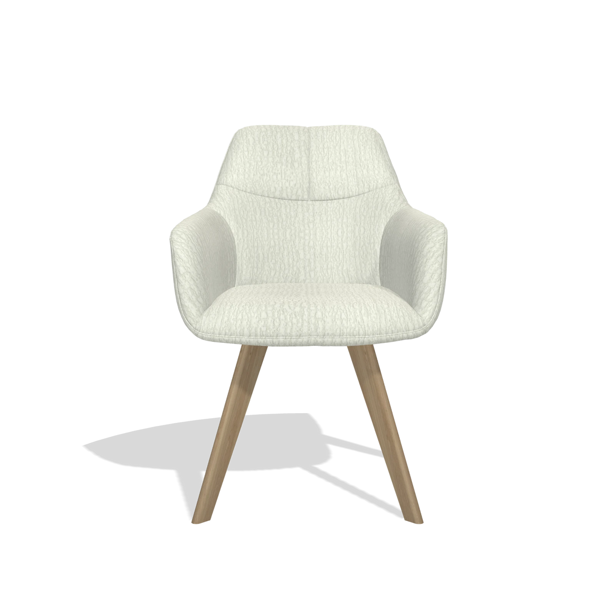 Dining Chair with Armrests Basil 6624 in Energy 101 fabric (light grey), natural legs, front view