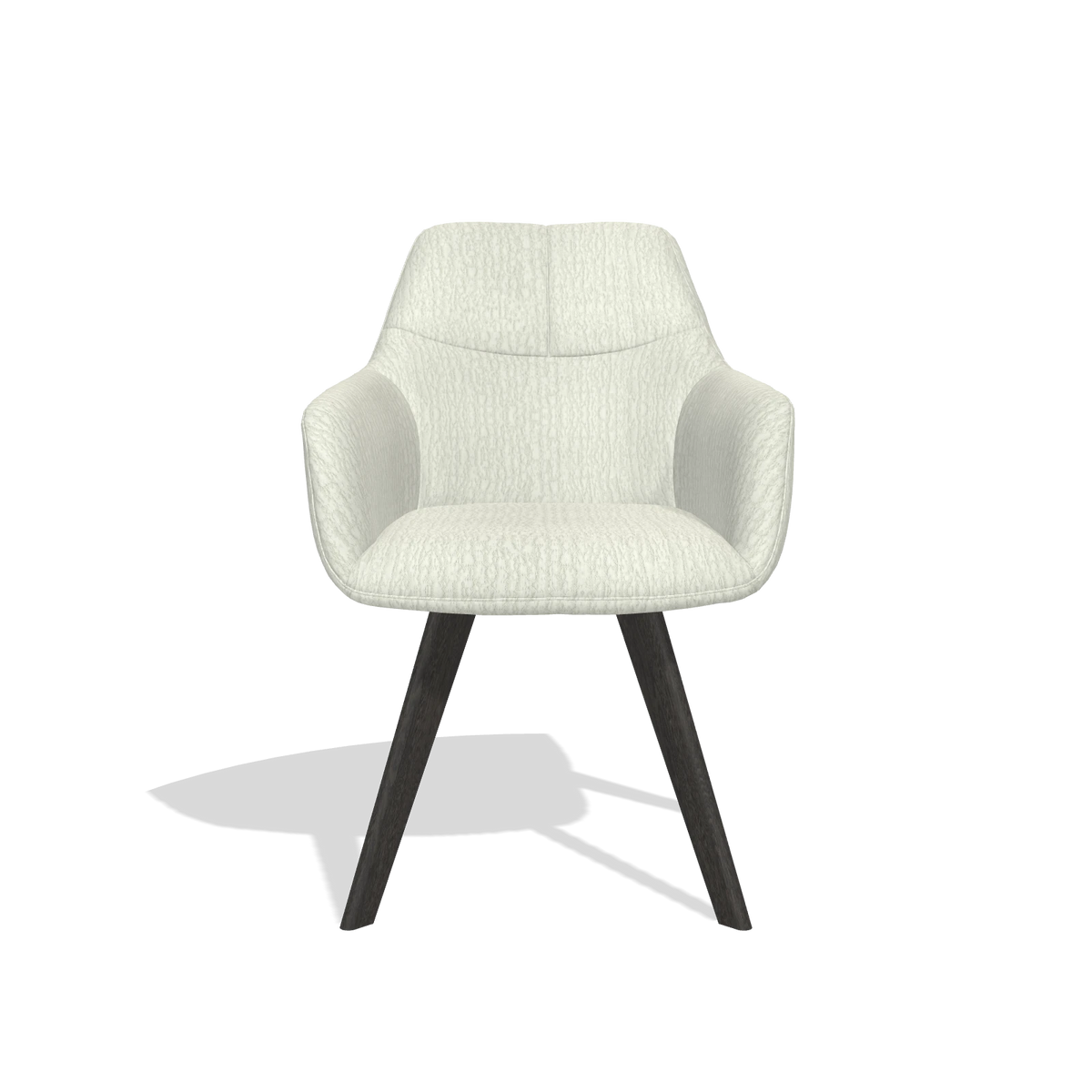 Dining Chair with Armrests Basil 6624 in Energy 101 fabric (light grey), tobacco legs, front view