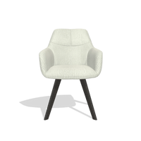 Dining Chair with Armrests Basil 6624 in Energy 101 fabric (light grey), tobacco legs, front view
