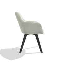 Dining Chair with Armrests Basil 6624 in Energy 101 fabric (light grey), tobacco legs, side view