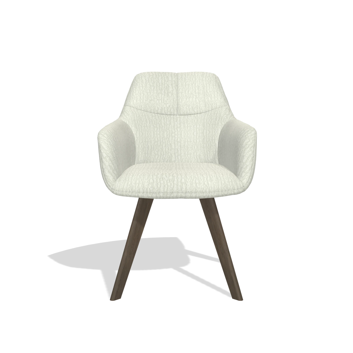 Dining Chair with Armrests Basil 6624 in Energy 101 fabric (light grey), walnut legs, front view