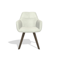Dining Chair with Armrests Basil 6624 in Energy 101 fabric (light grey), walnut legs, front view