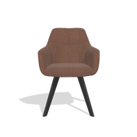 Dining Chair with Armrests Basil 6624 in Energy 96 fabric (brown), black legs, front view