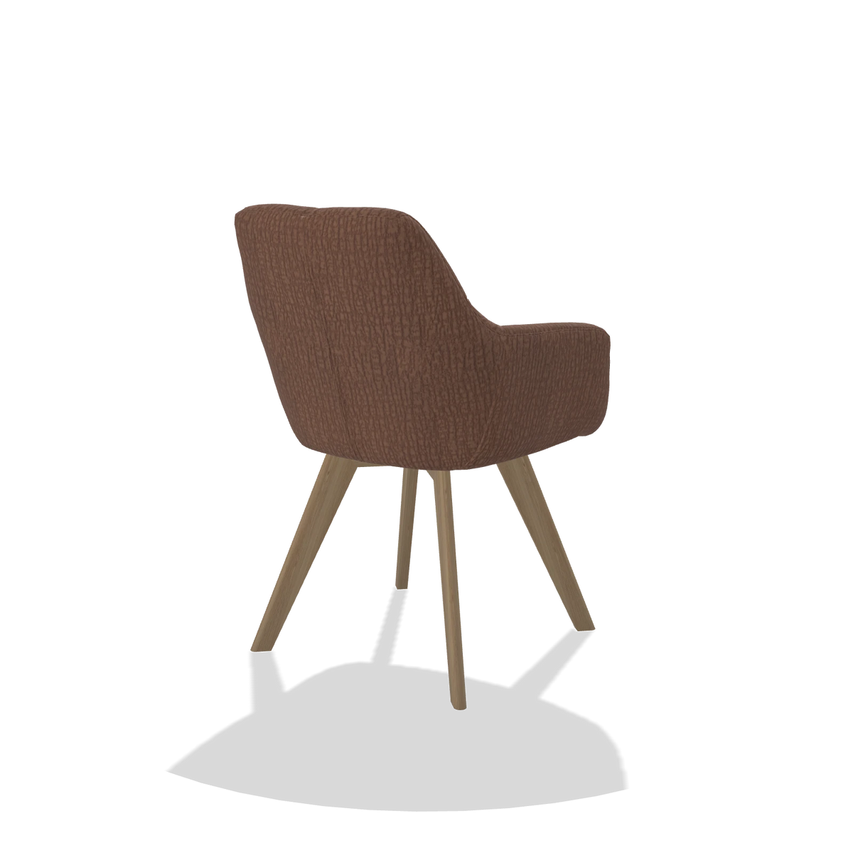 Dining Chair with Armrests Basil 6624 in Energy 96 fabric (brown), natural legs, back angled view