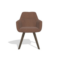 Dining Chair with Armrests Basil 6624 in Energy 96 fabric (brown), walnut legs, front view