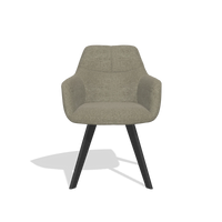 Esszimmerstuhl mit Armlehnen Basil 6624 in Stoff Guard 193 (Taupe), Beine in Schwarz, Vorderansicht