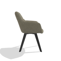 Esszimmerstuhl mit Armlehnen Basil 6624 in Stoff Guard 193 (Taupe), Beine in Schwarz, Seitenansicht