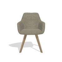 Esszimmerstuhl mit Armlehnen Basil 6624 in Stoff Guard 193 (Taupe), Beine in Natur, Vorderansicht