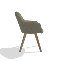 Esszimmerstuhl mit Armlehnen Basil 6624 in Stoff Guard 193 (Taupe), Beine in Natur, Seitenansicht