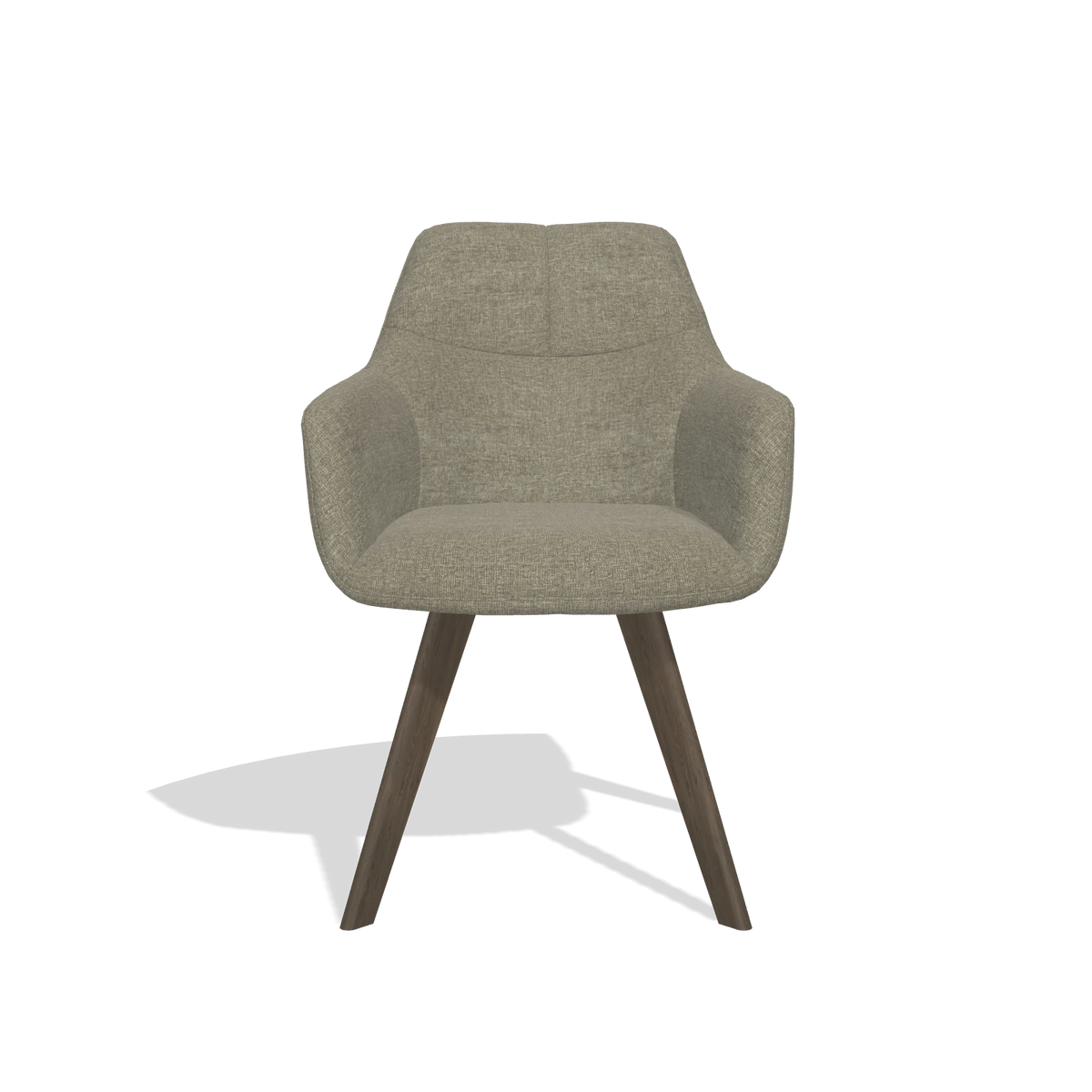 Esszimmerstuhl mit Armlehnen Basil 6624 in Stoff Guard 193 (Taupe), Beine in Nussbaum, Vorderansicht