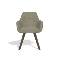 Esszimmerstuhl mit Armlehnen Basil 6624 in Stoff Guard 193 (Taupe), Beine in Nussbaum, Vorderansicht