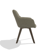 Esszimmerstuhl mit Armlehnen Basil 6624 in Stoff Guard 193 (Taupe), Beine in Nussbaum, Seitenansicht