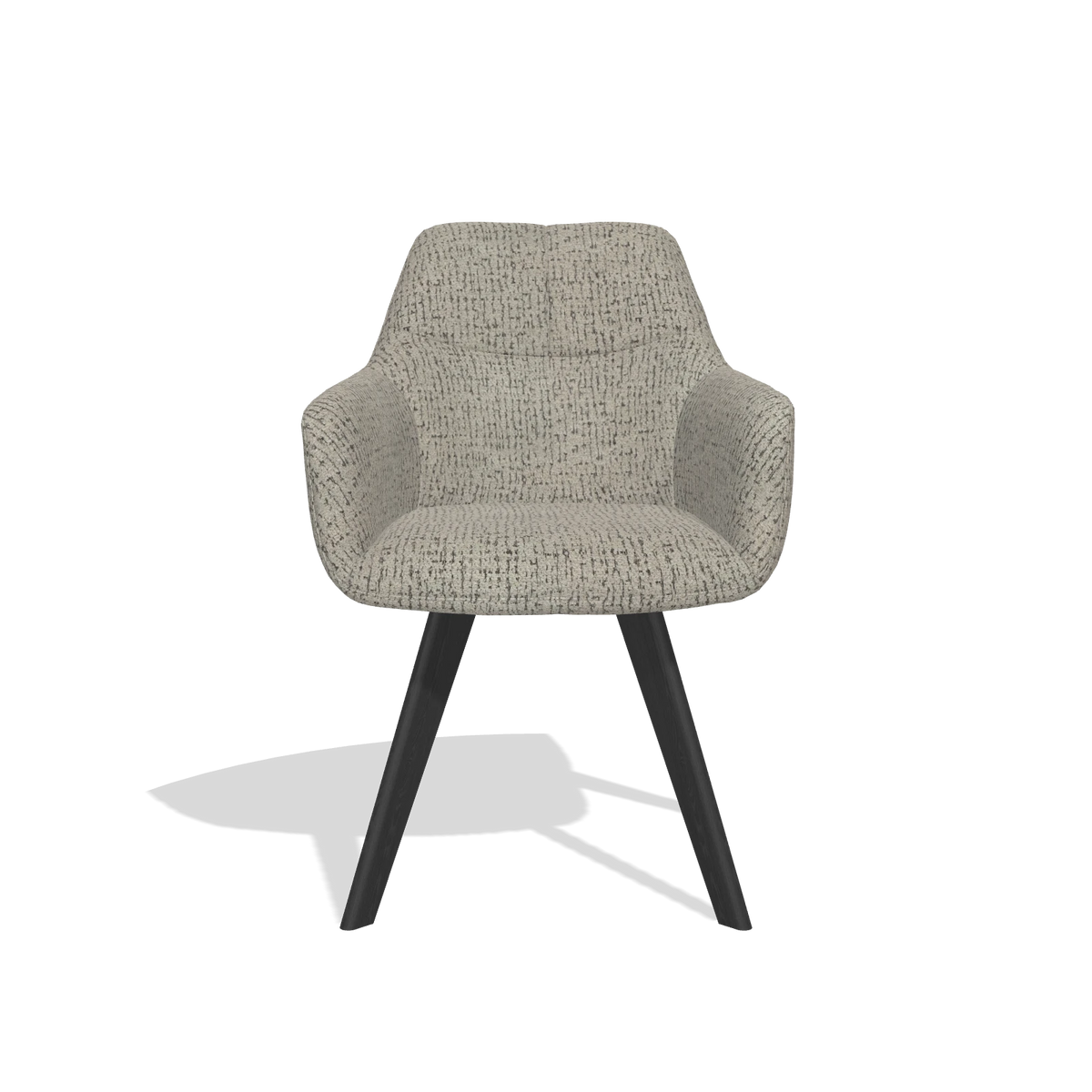 Silla de comedor con reposabrazos Basil 6624 en tela Horta 01 (gris), patas en negro, vista frontal