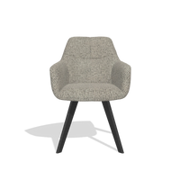 Silla de comedor con reposabrazos Basil 6624 en tela Horta 01 (gris), patas en negro, vista frontal