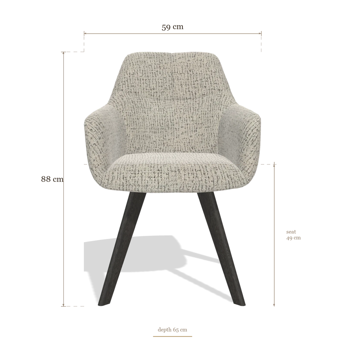 Silla de comedor con reposabrazos Basil 6624, medidas 59 x 65 x 88 cm