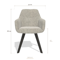Silla de comedor con reposabrazos Basil 6624, medidas 59 x 65 x 88 cm