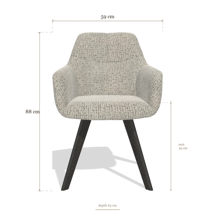 Silla de comedor con reposabrazos Basil 6624, medidas 59 x 65 x 88 cm