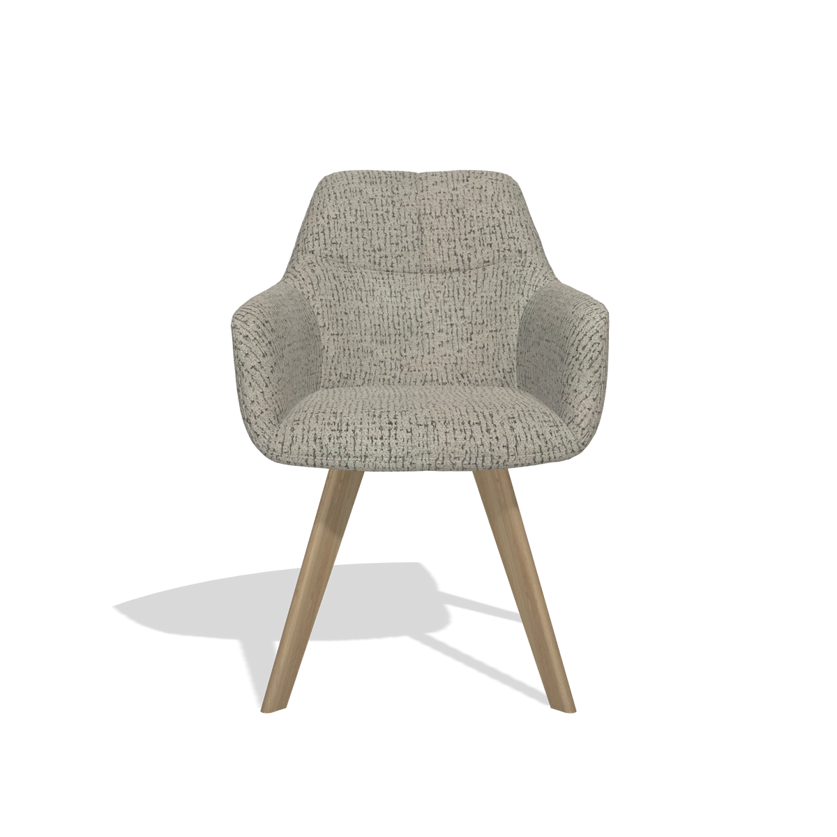 Silla de comedor con reposabrazos Basil 6624 en tela Horta 01 (gris), patas en natural, vista frontal