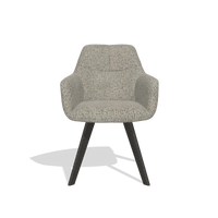 Silla de comedor con reposabrazos Basil 6624 en tela Horta 01 (gris), patas en tabaco, vista frontal