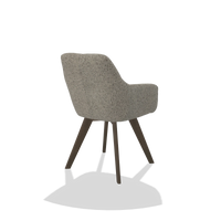 Silla de comedor con reposabrazos Basil 6624 en tela Horta 01 (gris), patas en nogal, vista trasera en ángulo