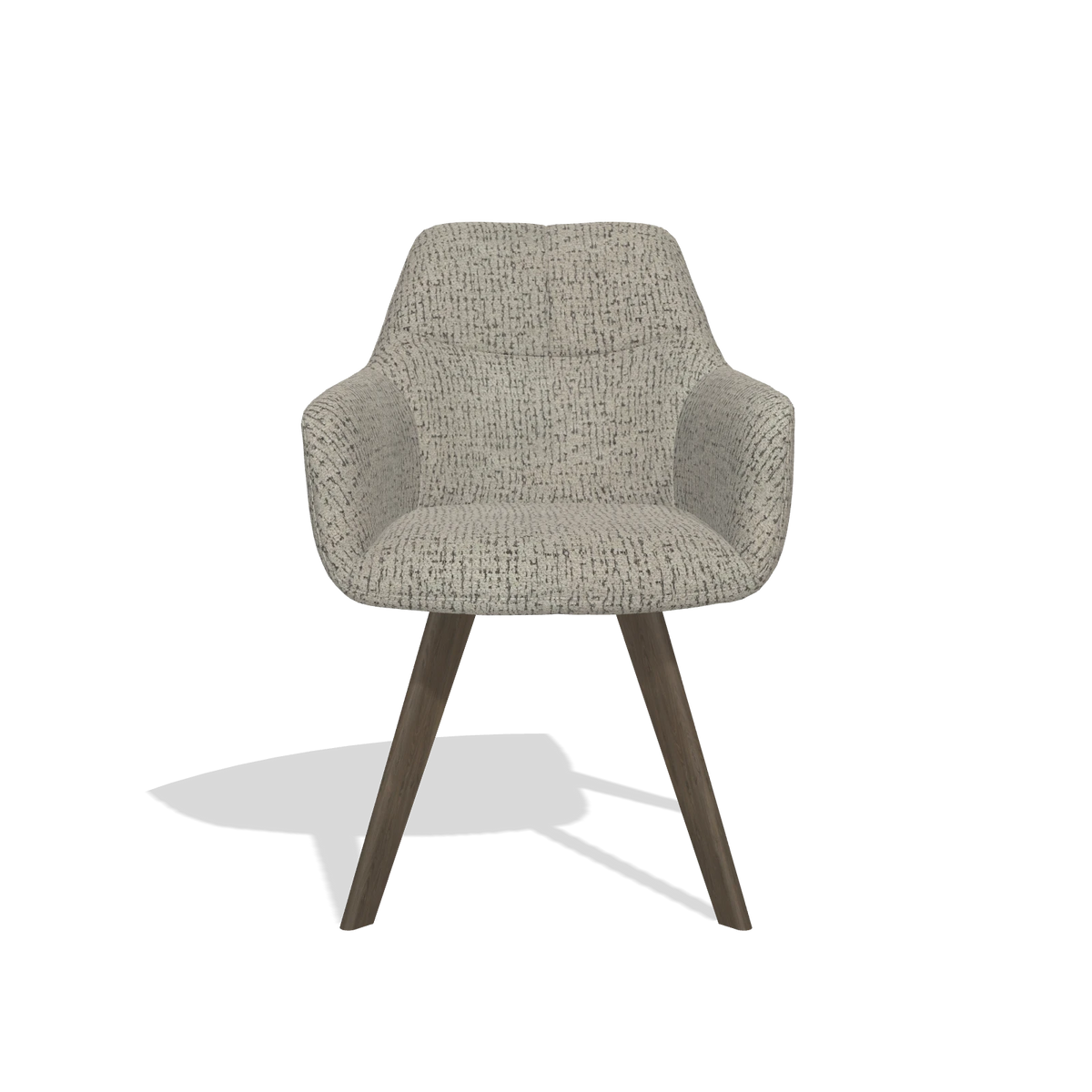 Silla de comedor con reposabrazos Basil 6624 en tela Horta 01 (gris), patas en nogal, vista frontal
