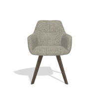 Silla de comedor con reposabrazos Basil 6624 en tela Horta 01 (gris), patas en nogal, vista frontal