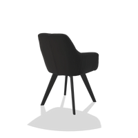 Chaise de salle à manger avec accoudoirs Basil 6624 en Cuir A804 (noir), pieds en noir, vue de trois-quarts arrière