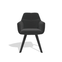 Chaise de salle à manger avec accoudoirs Basil 6624 en Cuir A804 (noir), pieds en noir, vue de face