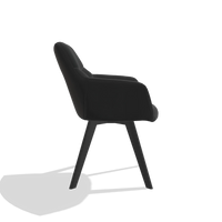 Chaise de salle à manger avec accoudoirs Basil 6624 en Cuir A804 (noir), pieds en noir, vue de profil