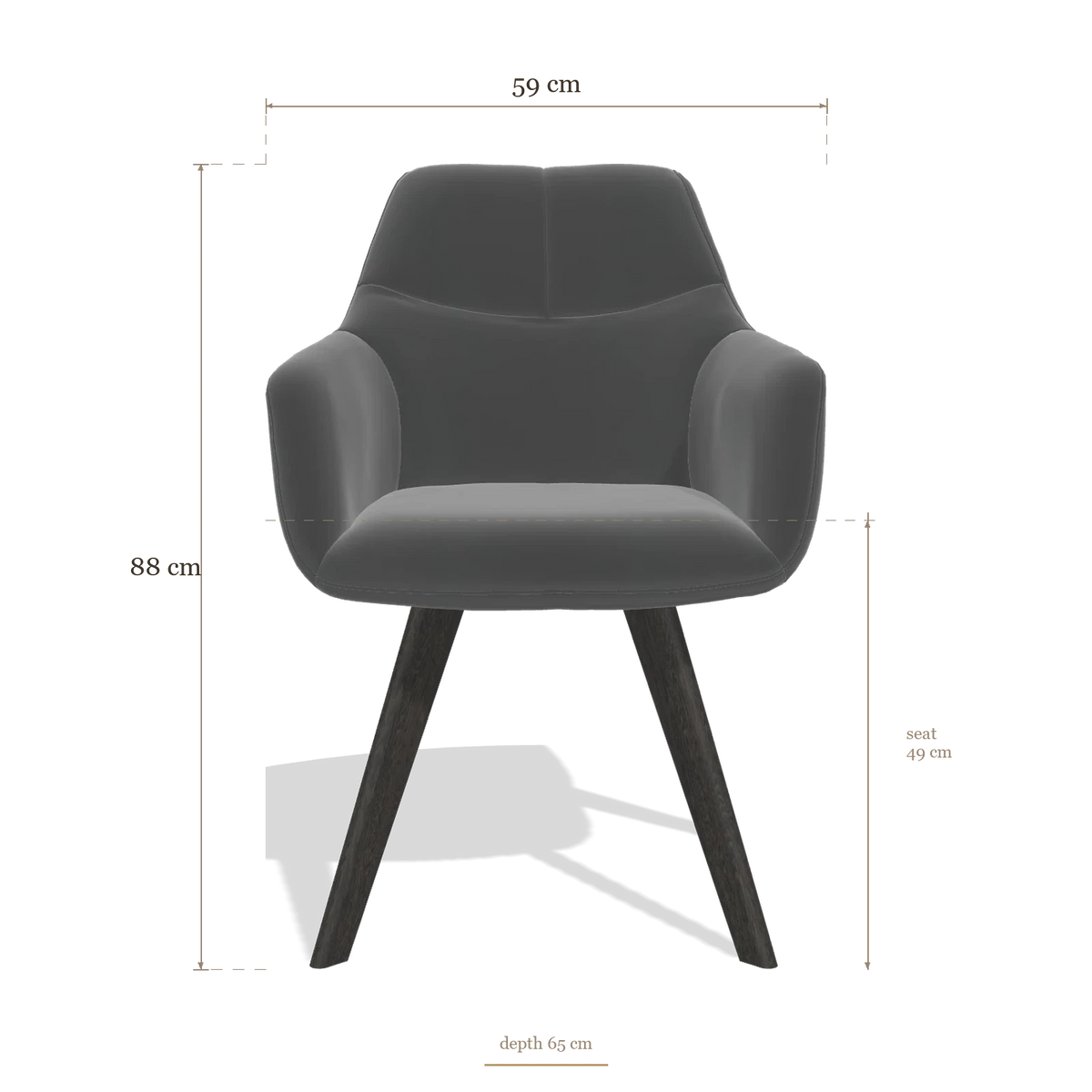 Chaise de salle à manger avec accoudoirs Basil 6624, dimensions 59 x 65 x 88 cm