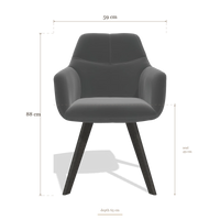 Chaise de salle à manger avec accoudoirs Basil 6624, dimensions 59 x 65 x 88 cm