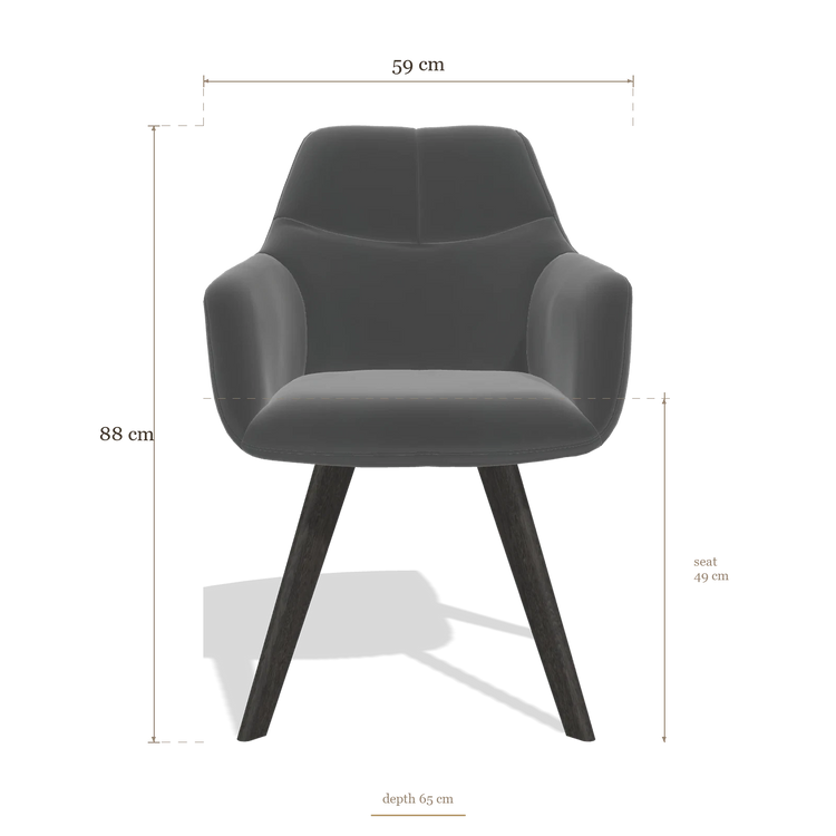 Chaise de salle à manger avec accoudoirs Basil 6624, dimensions 59 x 65 x 88 cm