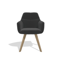 Chaise de salle à manger avec accoudoirs Basil 6624 en Cuir A804 (noir), pieds en naturel, vue de face