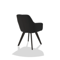 Chaise de salle à manger avec accoudoirs Basil 6624 en Cuir A804 (noir), pieds en tabac, vue de trois-quarts arrière